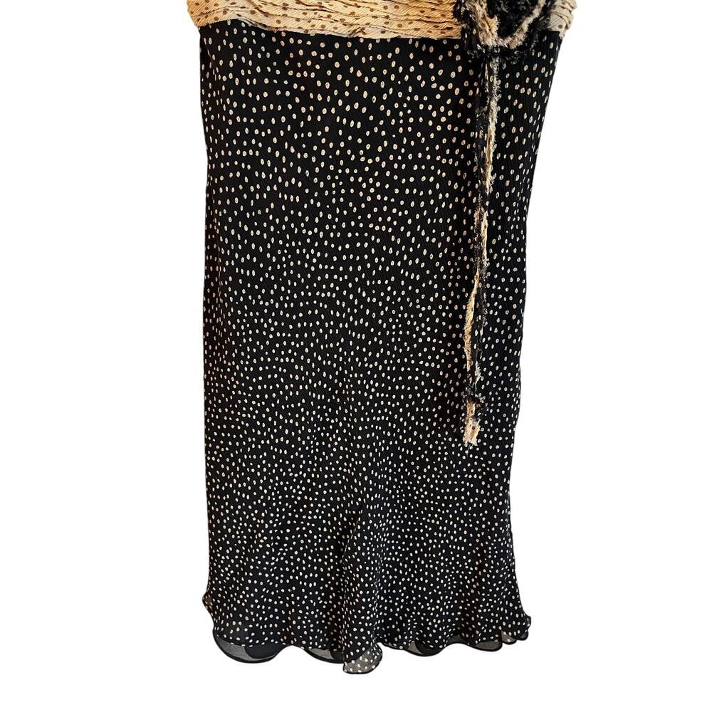 Suzi Chin 100% Silk Short Dress Short Sleeve Brown Y2K Pattern Size 6 Side Zip - Picture 3 of 6
